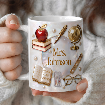 Personalized Teacher Name Mug, Custom Back to School & Teacher Appreciation Gift