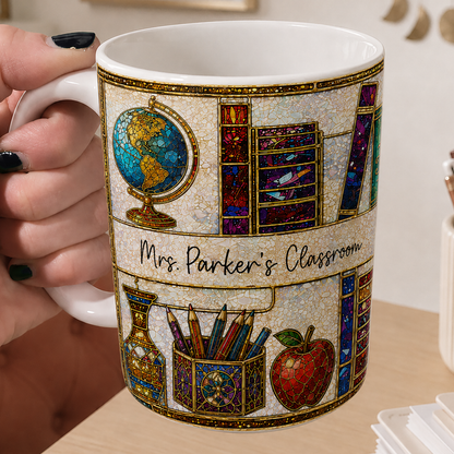 Personalized Teacher Classroom Mug, Custom Name Back to School Teacher Gift