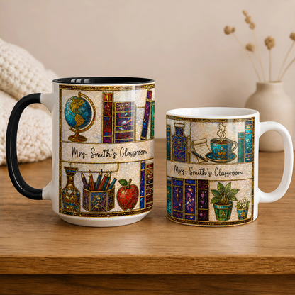 Personalized Teacher Classroom Mug, Custom Name Back to School Teacher Gift
