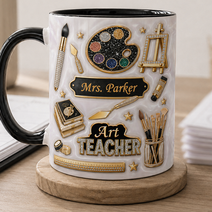 Personalized Art Teacher Mug, Custom Teacher Name Mug, Back to School Gift
