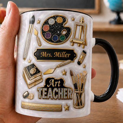 Personalized Art Teacher Mug, Custom Teacher Name Mug, Back to School Gift