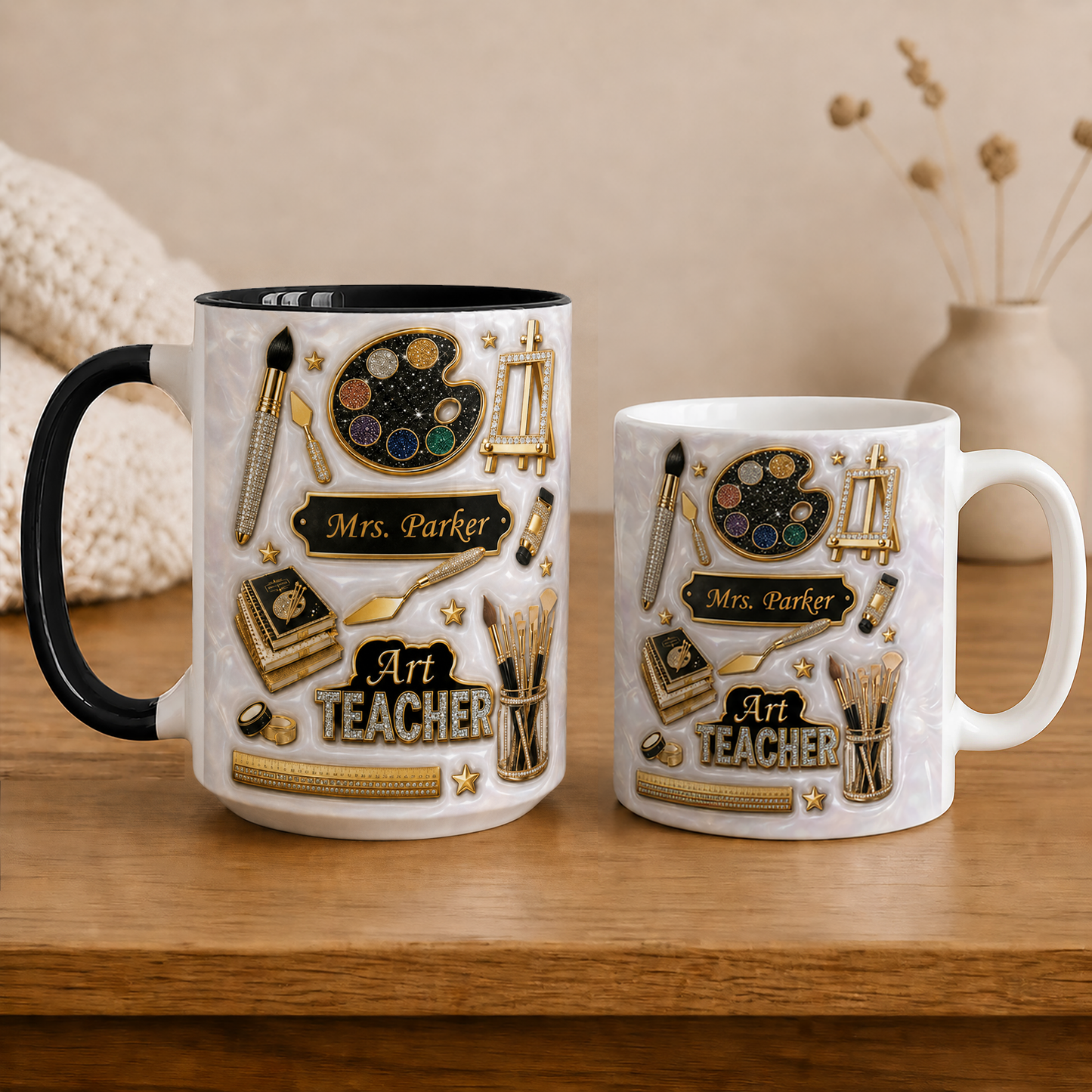 Personalized Art Teacher Mug, Custom Teacher Name Mug, Back to School Gift