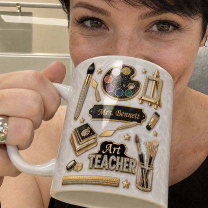 Personalized Art Teacher Mug, Custom Teacher Name Mug, Back to School Gift