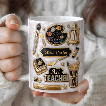 Personalized Art Teacher Mug, Custom Teacher Name Mug, Back to School Gift