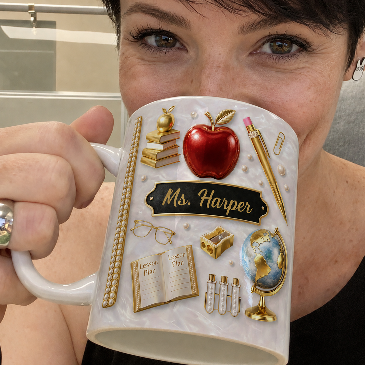Personalized Teacher Name Mug, Custom Dimensional Effect Back to School Gift