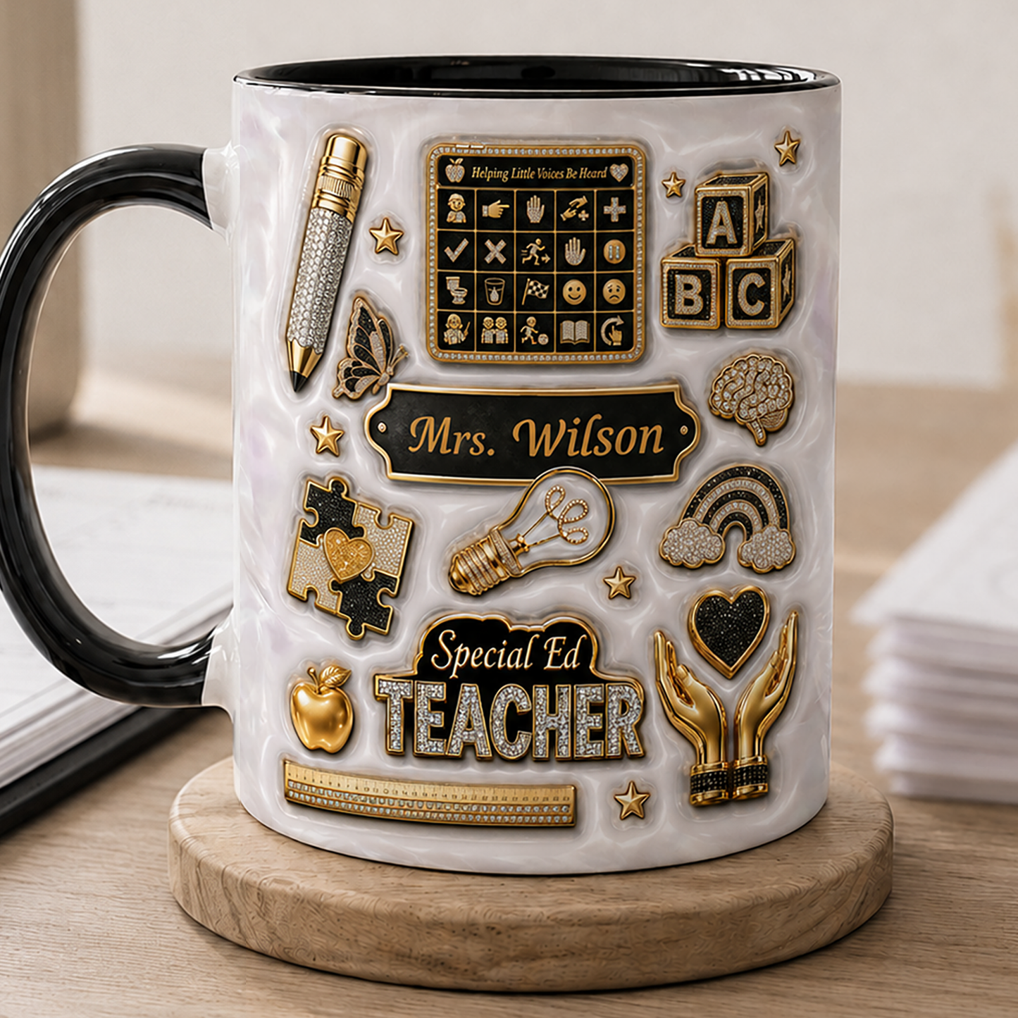 Personalized Special Ed Teacher Mug, Custom Teacher Name Back to School Gift