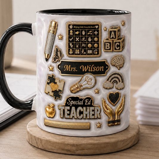 Personalized Special Ed Teacher Mug, Custom Teacher Name Back to School Gift