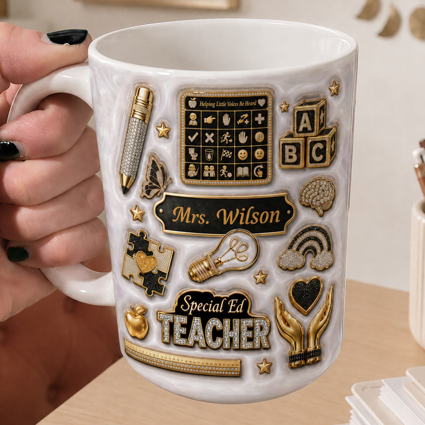 Personalized Special Ed Teacher Mug, Custom Teacher Name Back to School Gift