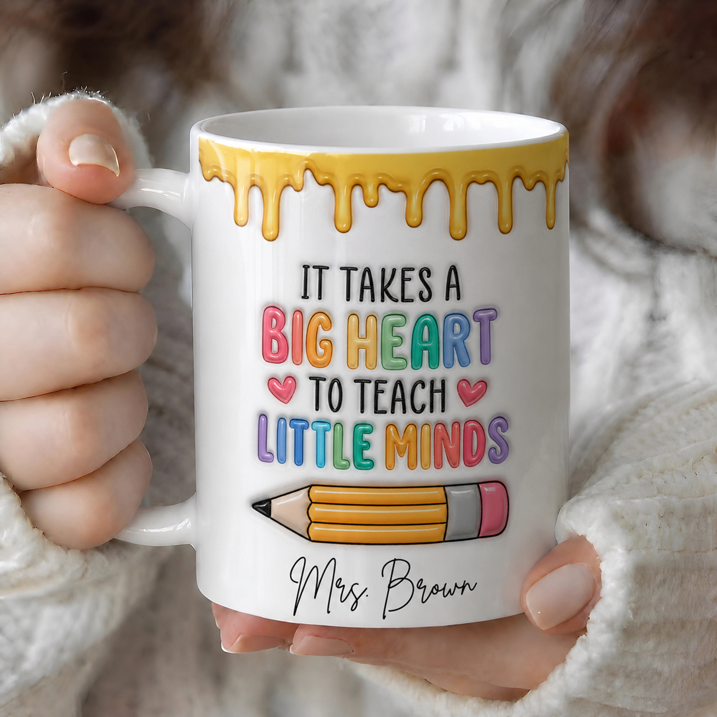 Personalized Teacher Mug, Custom Name Big Heart Little Minds Mug, Back to School Gift