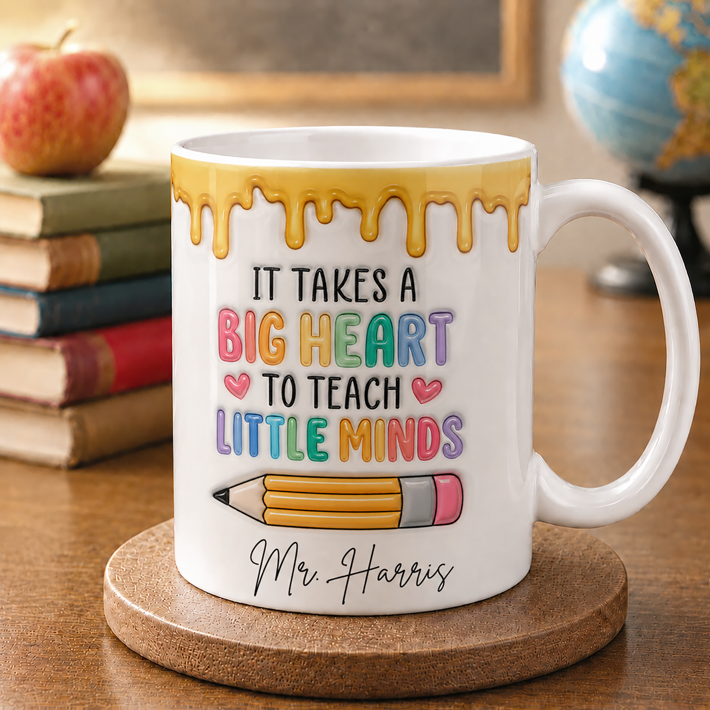Personalized Teacher Mug, Custom Name Big Heart Little Minds Mug, Back to School Gift