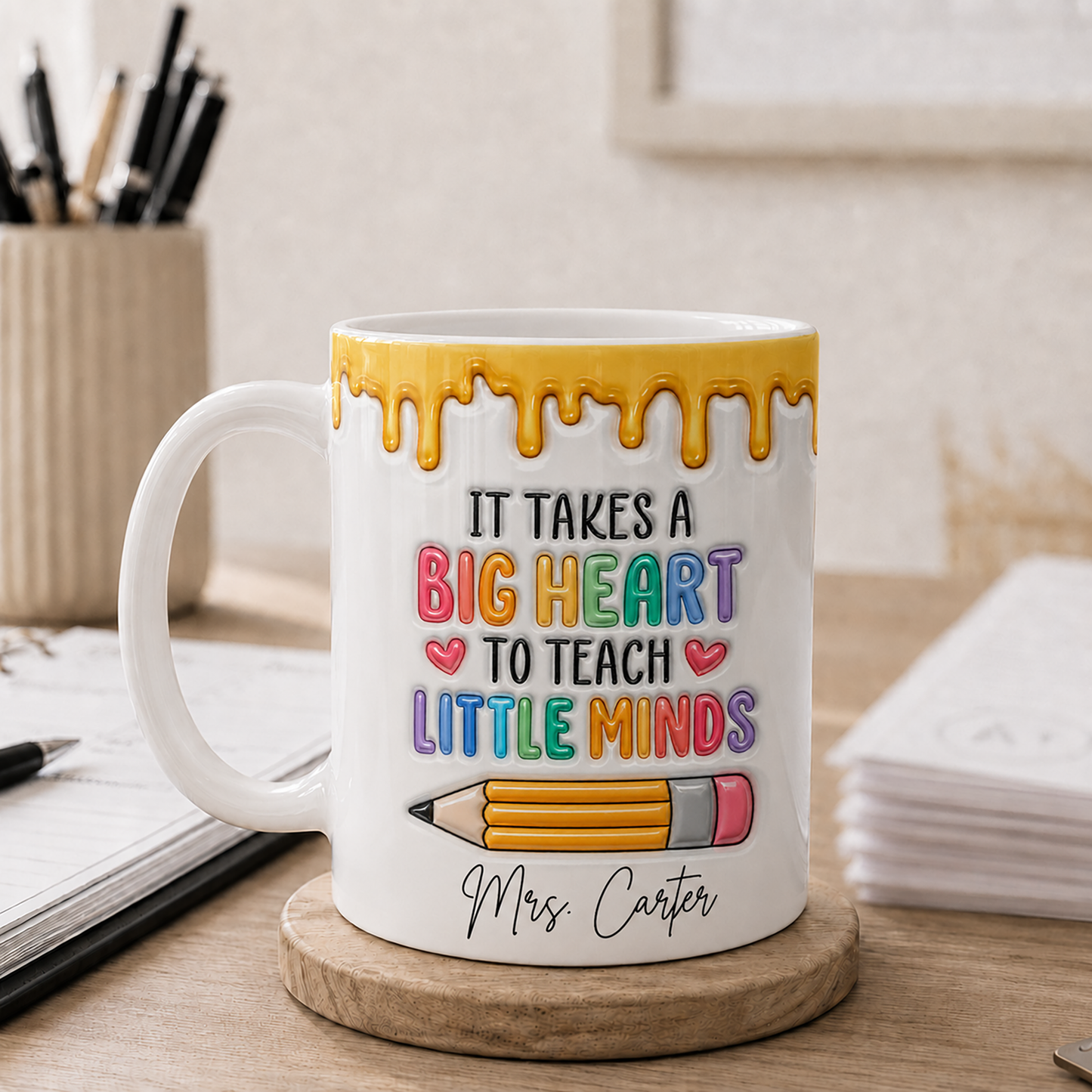 Personalized Teacher Mug, Custom Name Big Heart Little Minds Mug, Back to School Gift