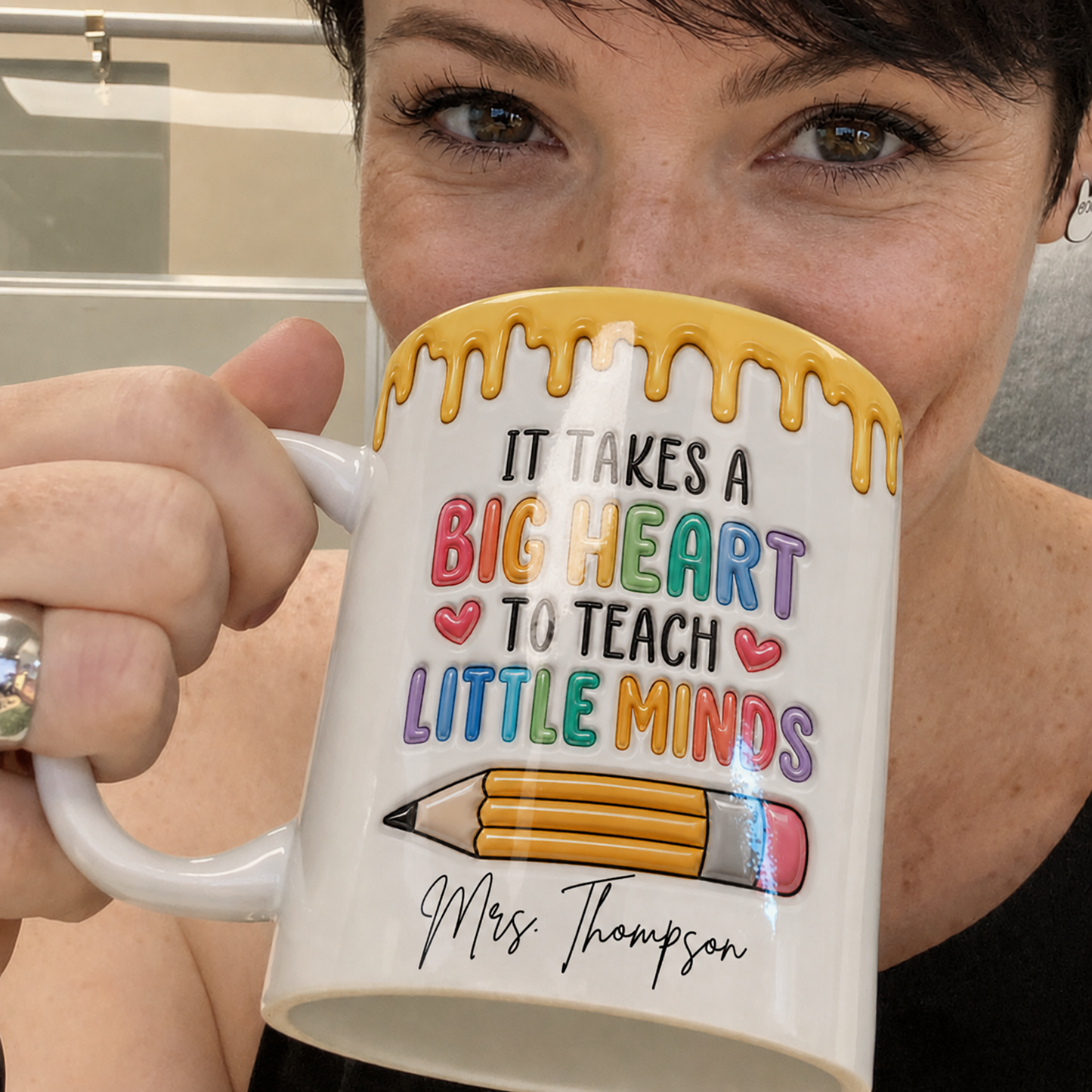 Personalized Teacher Mug, Custom Name Big Heart Little Minds Mug, Back to School Gift