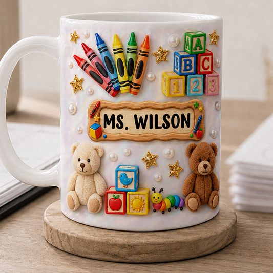 Personalized Teacher Name Mug, Custom Back to School Teacher Gift