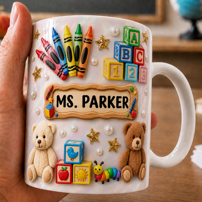 Personalized Teacher Name Mug, Custom Back to School Teacher Gift