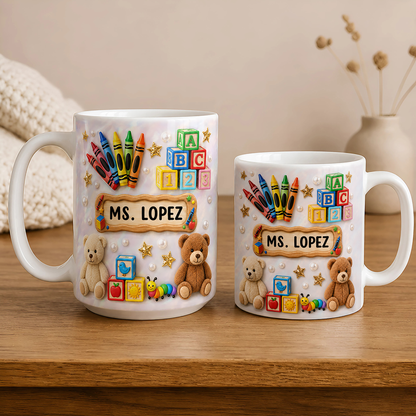 Personalized Teacher Name Mug, Custom Back to School Teacher Gift