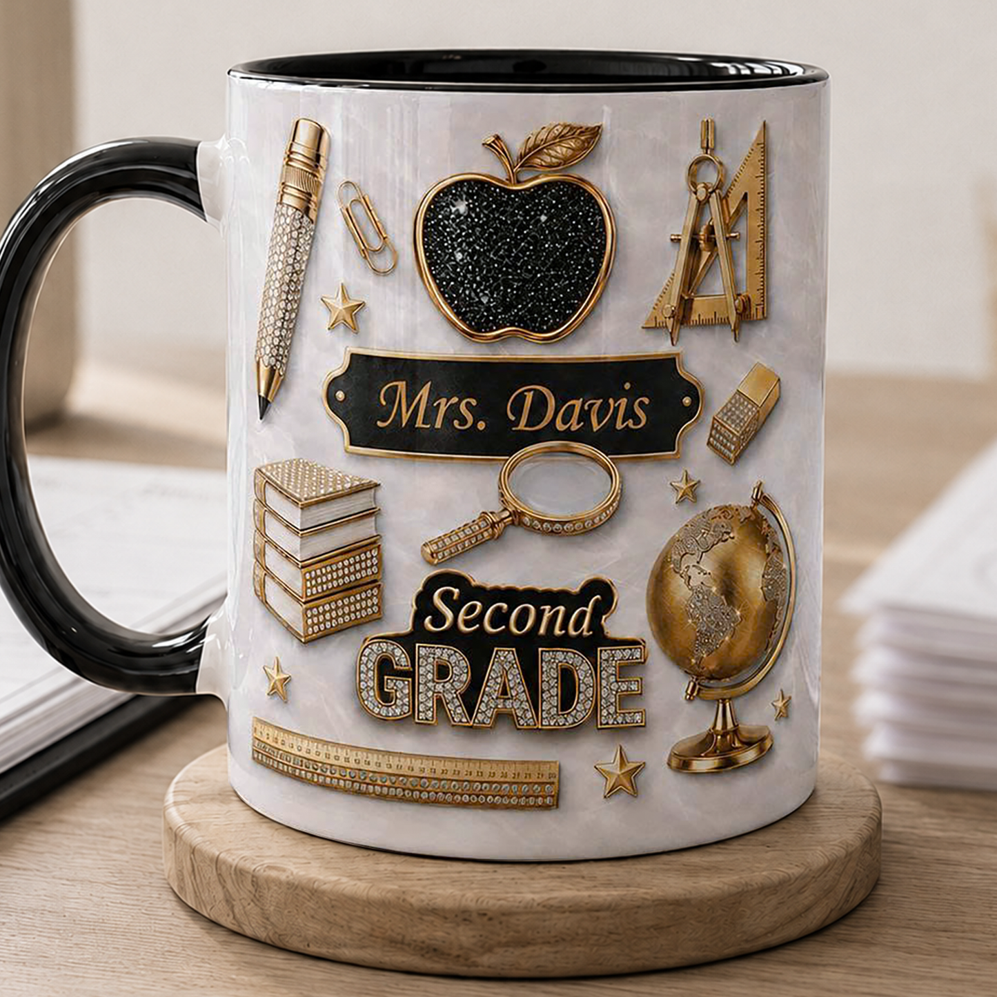 Personalized Teacher Name Mug, Custom Grade Teacher Gift for Back to School