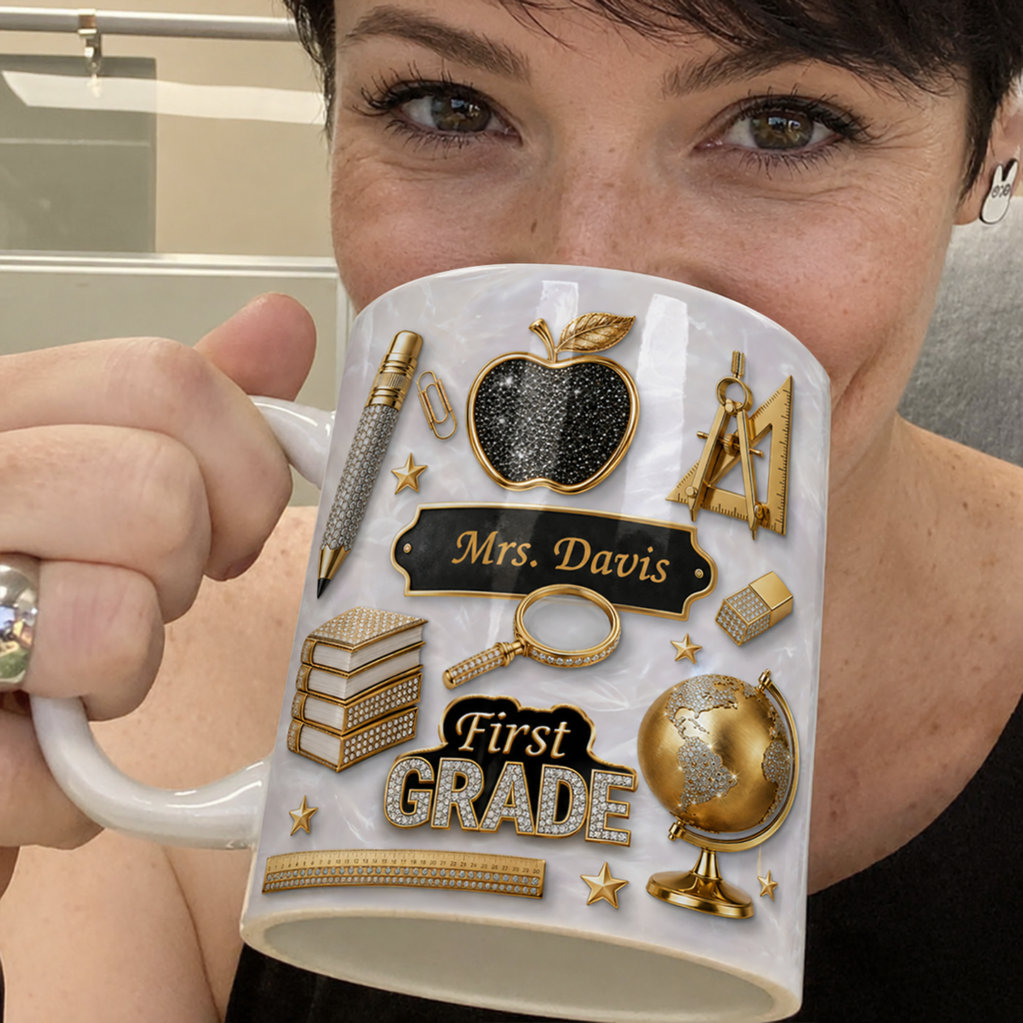 Personalized Teacher Name Mug, Custom Grade Teacher Gift for Back to School