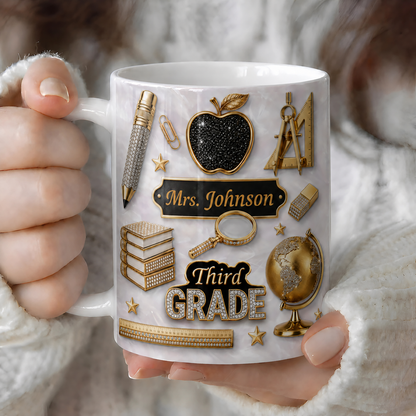 Personalized Teacher Name Mug, Custom Grade Teacher Gift for Back to School