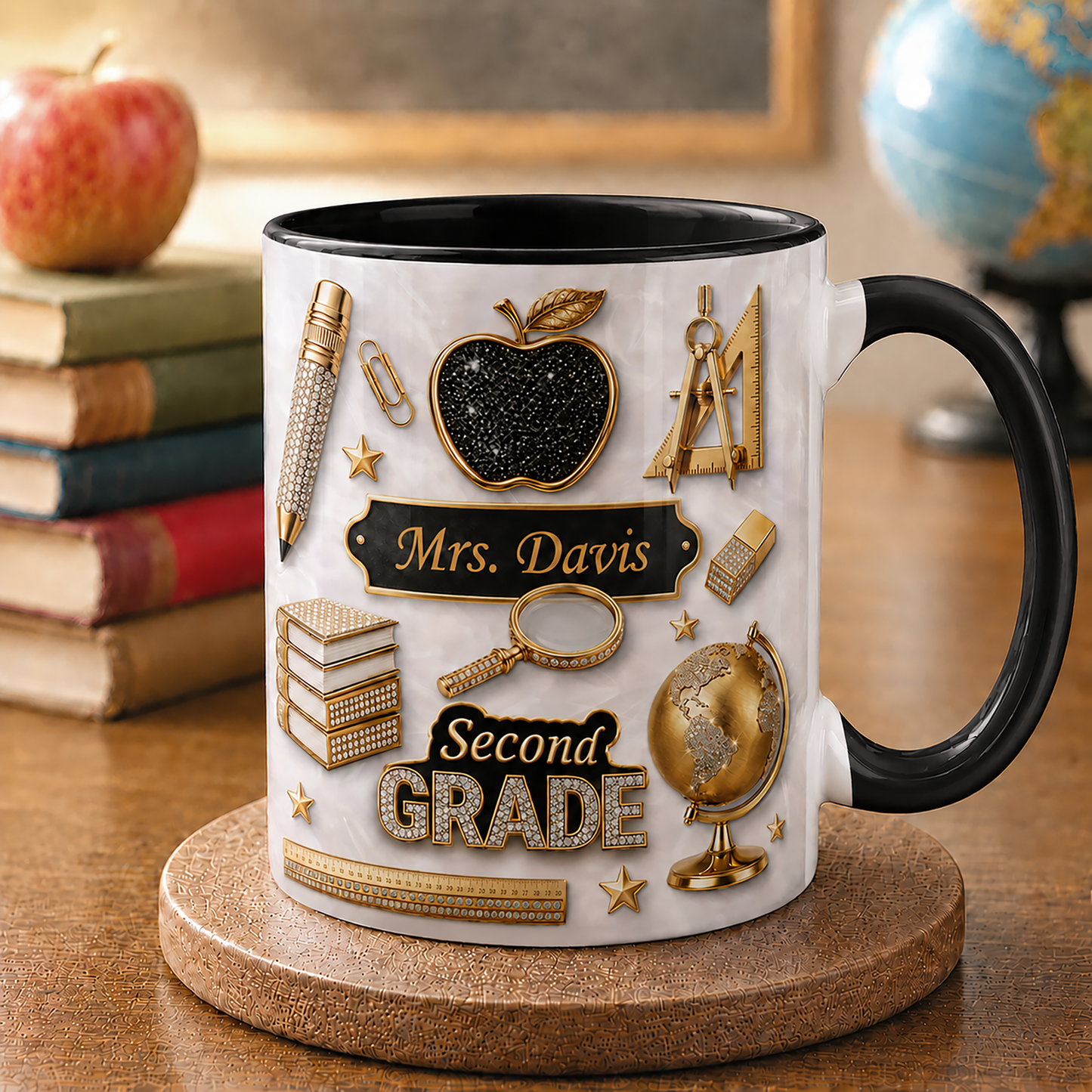 Personalized Teacher Name Mug, Custom Grade Teacher Gift for Back to School