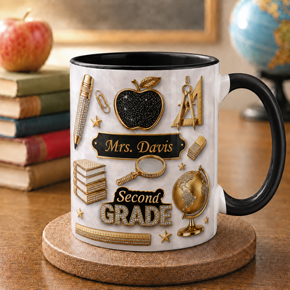 Personalized Teacher Name Mug, Custom Grade Teacher Gift for Back to School