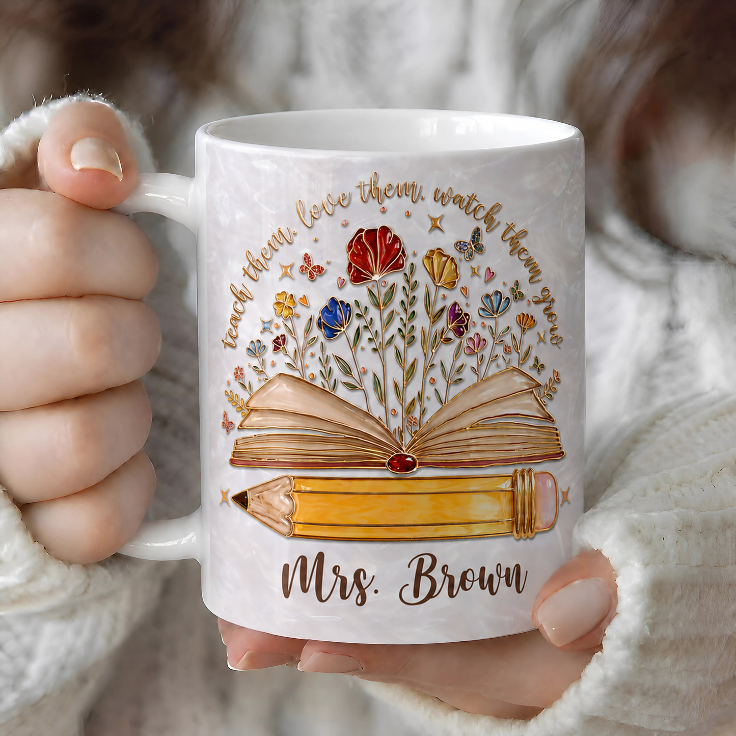 Personalized Teacher Name Mug, Teach Them Love Them Watch Them Grow Back to School Gift
