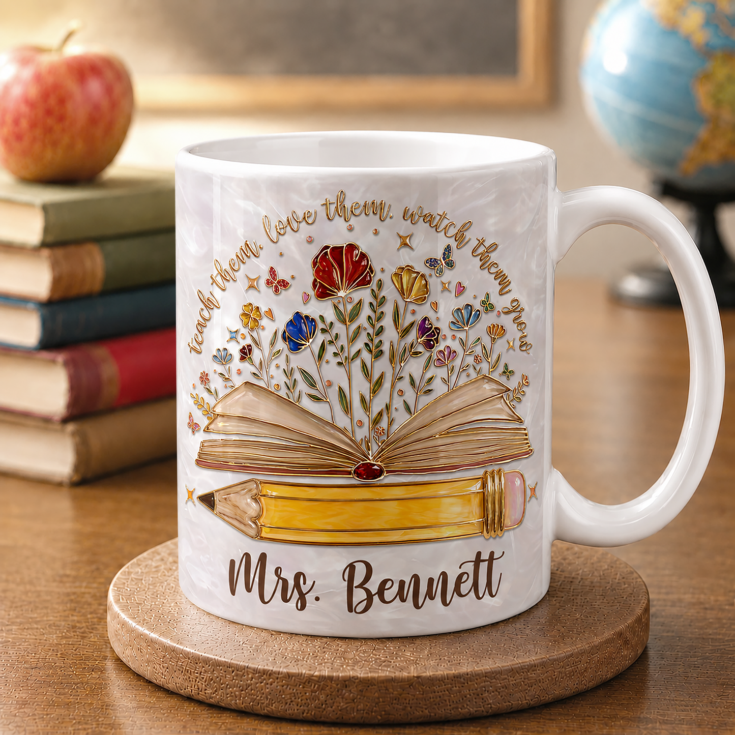 Personalized Teacher Name Mug, Teach Them Love Them Watch Them Grow Back to School Gift