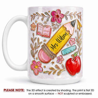 Personalized Teacher Mug, Custom Teacher Name Pencil Mug, Back to School Gift