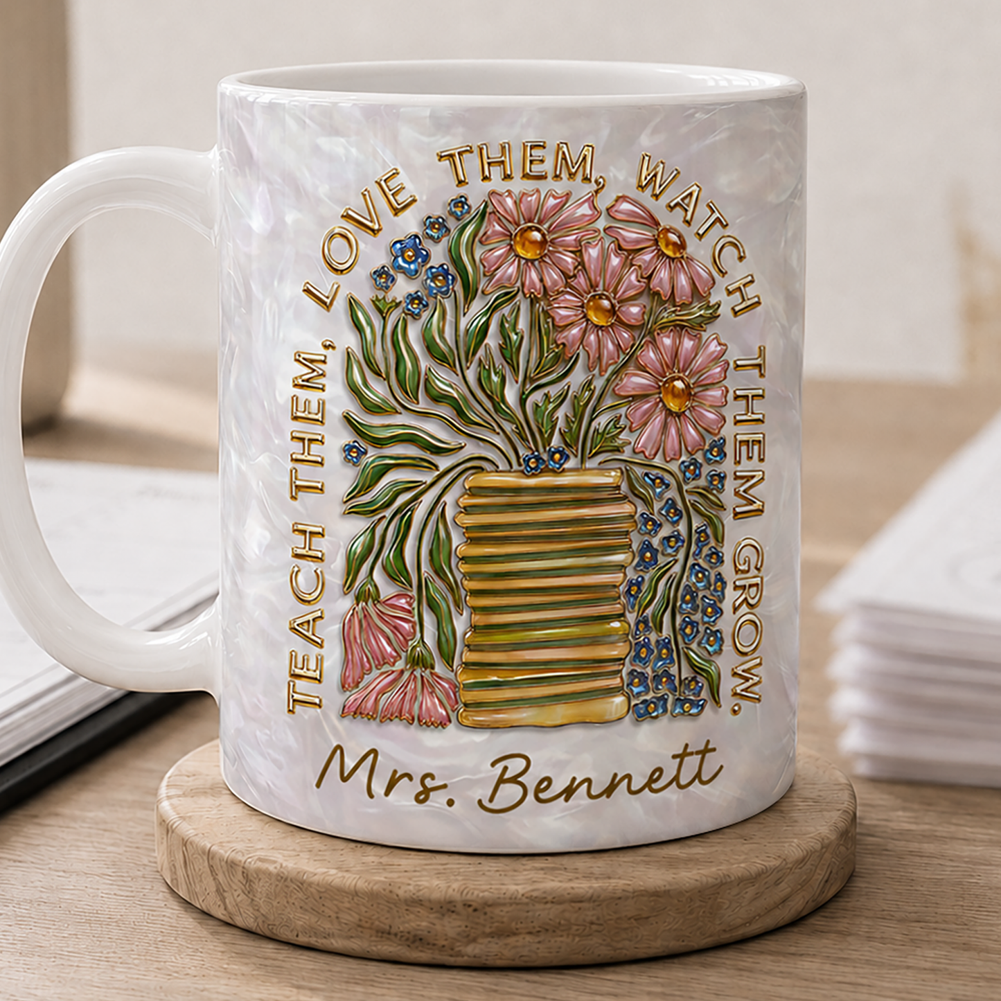 Personalized Teacher Mug, Custom Name Mug, Teach Them Love Them Teacher Gift