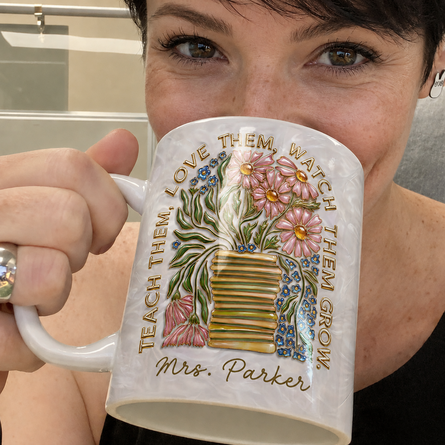 Personalized Teacher Mug, Custom Name Mug, Teach Them Love Them Teacher Gift
