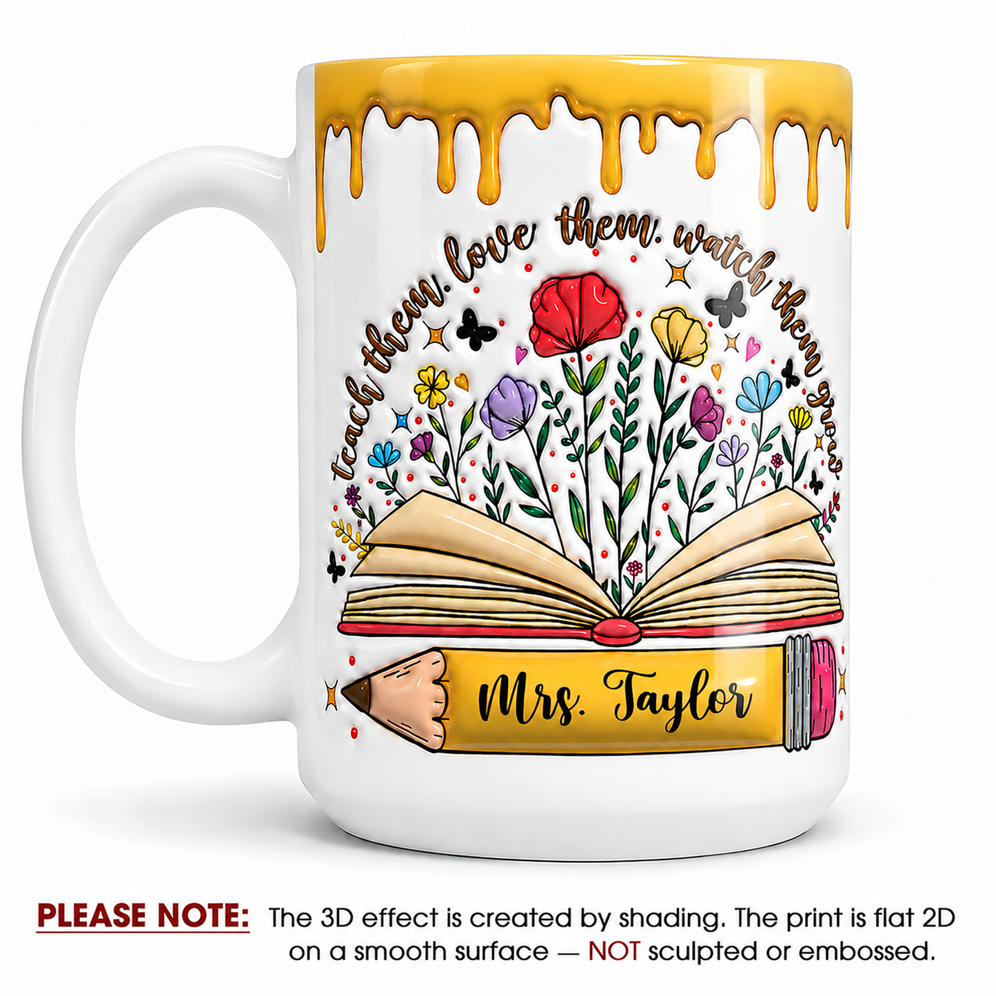Personalized Teacher Name Mug, Teach Love Grow Back to School Gift for Teachers