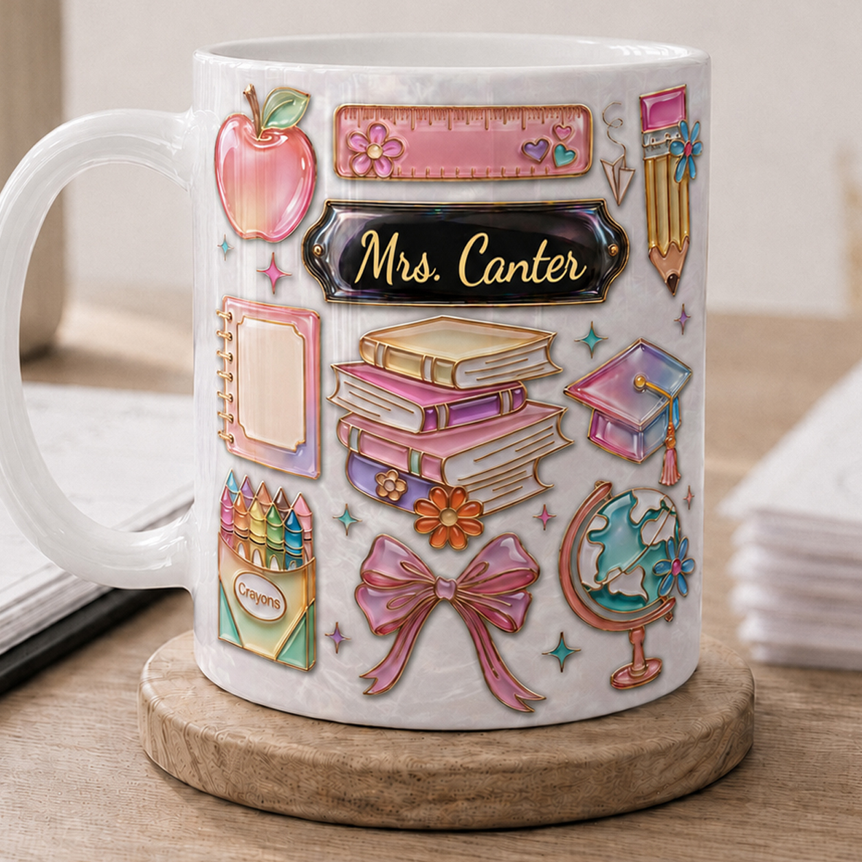 Personalized Teacher Name Mug, Custom Back to School Gift for Teachers
