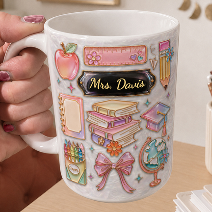 Personalized Teacher Name Mug, Custom Back to School Gift for Teachers
