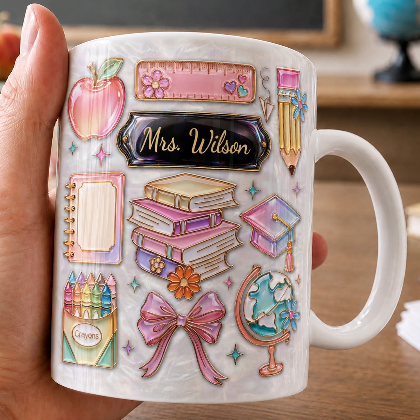 Personalized Teacher Name Mug, Custom Back to School Gift for Teachers