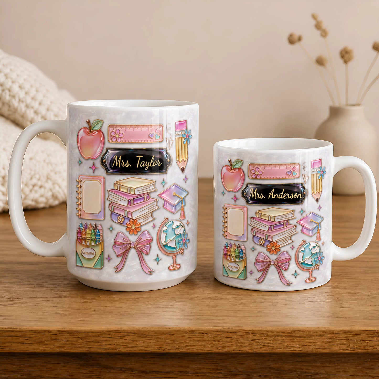 Personalized Teacher Name Mug, Custom Back to School Gift for Teachers