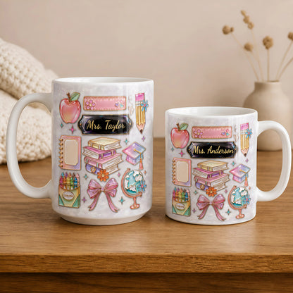 Personalized Teacher Name Mug, Custom Back to School Gift for Teachers