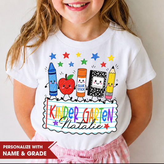 Personalized Kids Back to School Shirt, Custom Name and Grade School Shirt