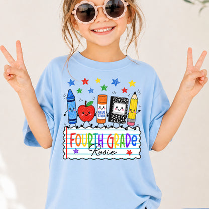 Personalized Kids Back to School Shirt, Custom Name and Grade School Shirt