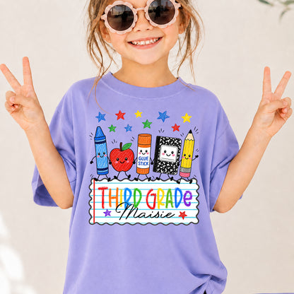 Personalized Kids Back to School Shirt, Custom Name and Grade School Shirt