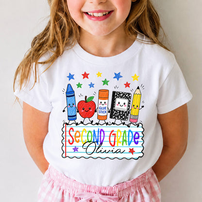 Personalized Kids Back to School Shirt, Custom Name and Grade School Shirt