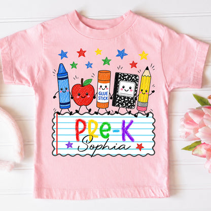Personalized Kids Back to School Shirt, Custom Name and Grade School Shirt