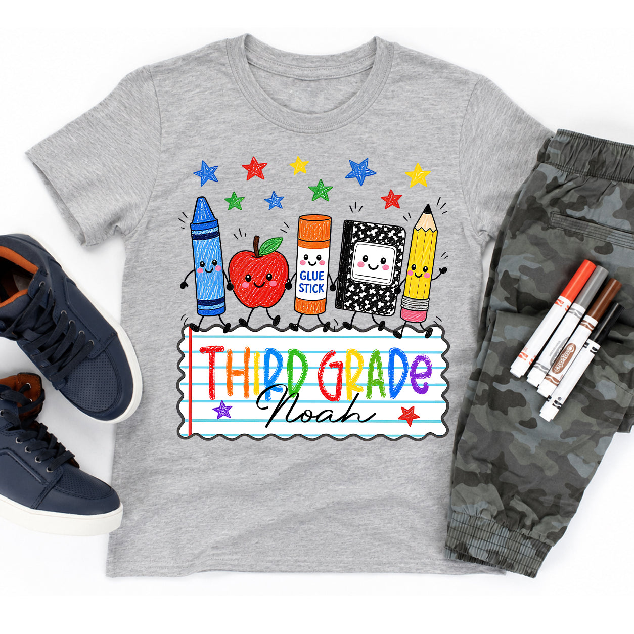Personalized Kids Back to School Shirt, Custom Name and Grade School Shirt
