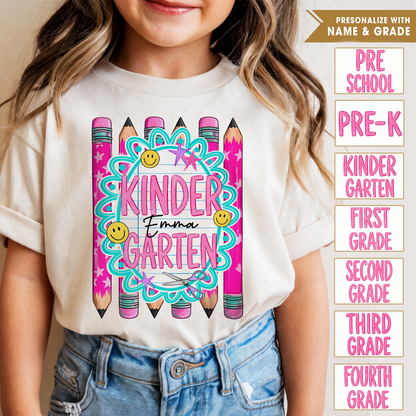 Personalized Kids Back to School Shirt, Custom Name and Grade Youth Tee