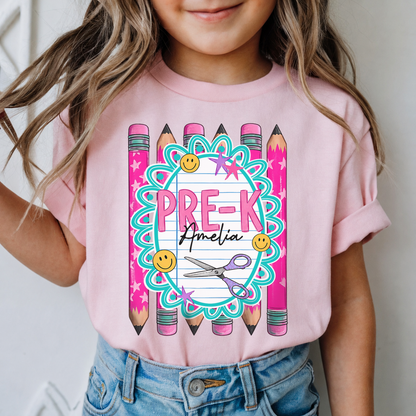 Personalized Kids Back to School Shirt, Custom Name and Grade Youth Tee
