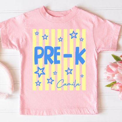 Personalized Kids Grade Shirt, Custom Name Back to School Youth Tee For Girls