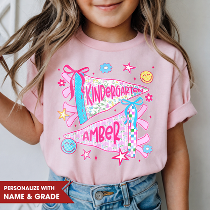 Personalized Grade and Name Kids School Shirt, Back to School Youth Tee