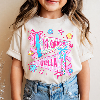 Personalized Grade and Name Kids School Shirt, Back to School Youth Tee