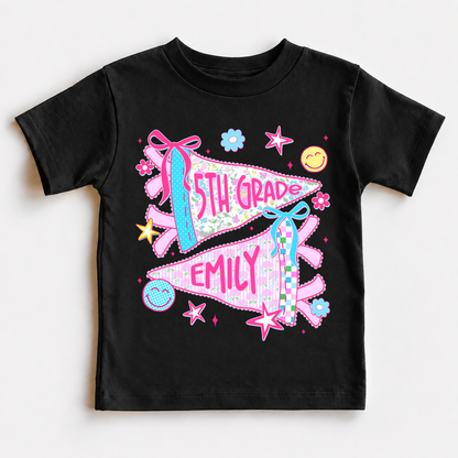 Personalized Grade and Name Kids School Shirt, Back to School Youth Tee