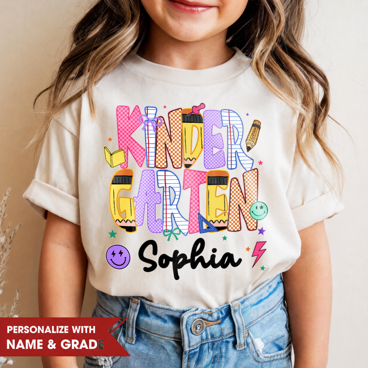 Personalized Kids Grade Shirt, Custom Name Back to School Youth Tee