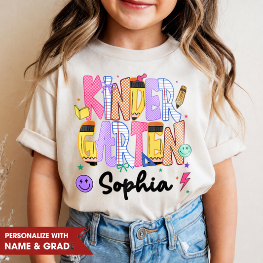 Personalized Kids Grade Shirt, Custom Name Back to School Youth Tee