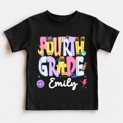 Personalized Kids Grade Shirt, Custom Name Back to School Youth Tee